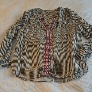 J. Crew Striped Popover Peasant Top Size 6